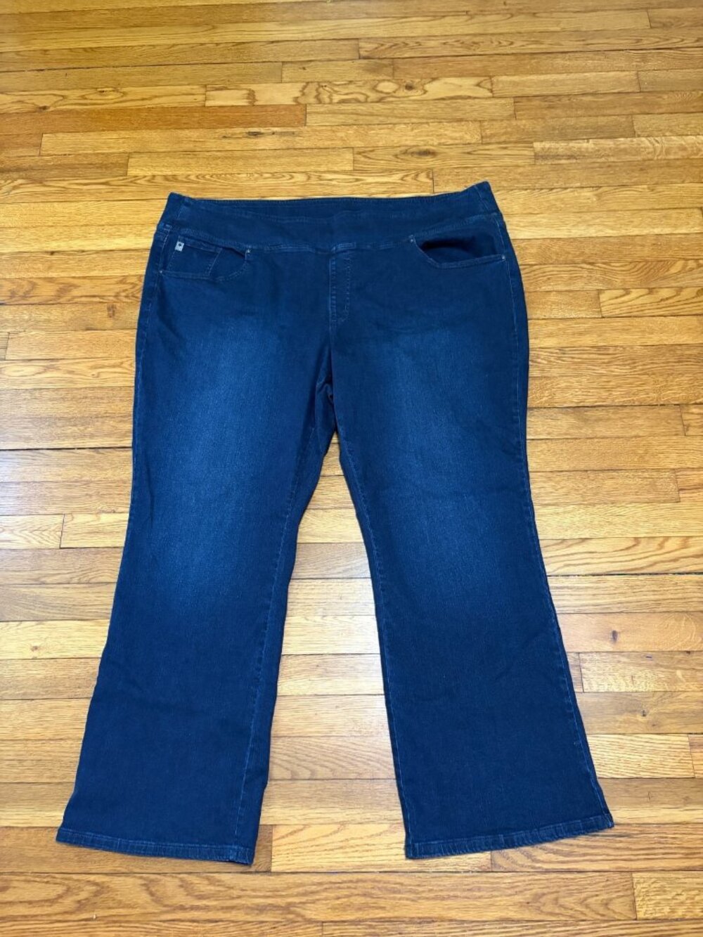 Belle Kim Gravel Womens Pull On Bootcut Jeans Plus 30W Blue Dark Stretch Denim